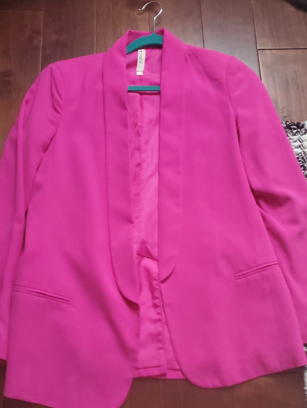 Mural Bright Pink Open-Front Blazer Size Medium